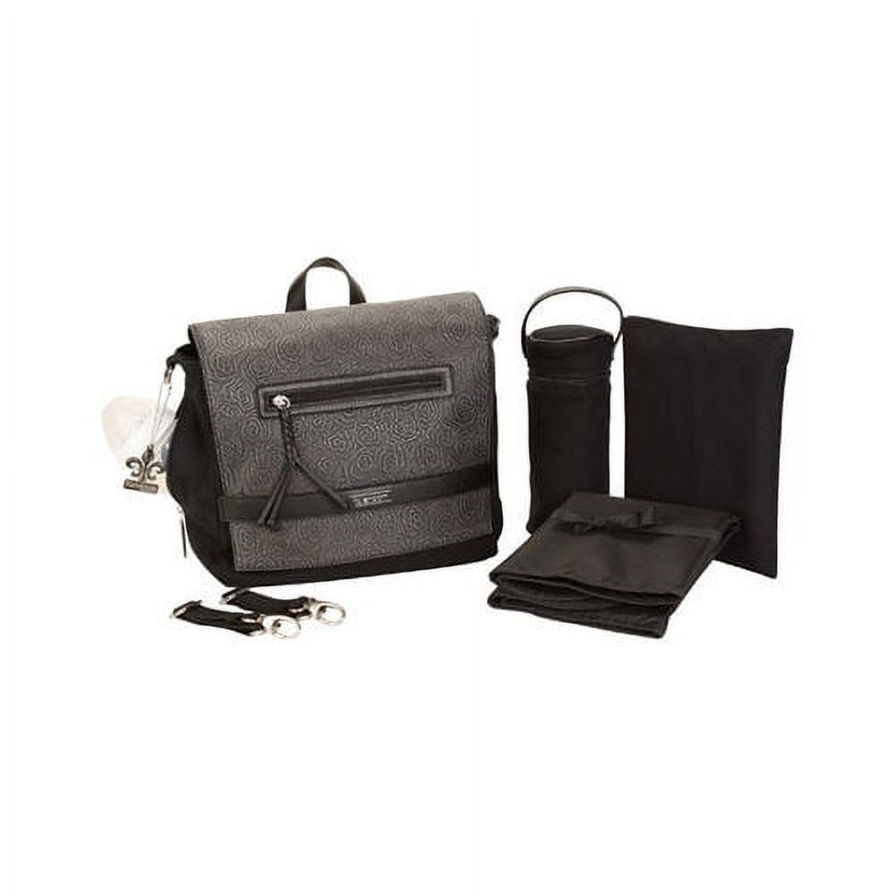 Kalencom Tokyo Rosebud Print Diaper Bag in Black Kalencom