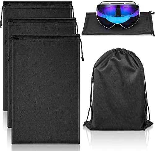 3 Pieces Microfiber Goggle Bag Ski Goggle Pouch Drawstring Microfiber Pouch Soft Pouch Case, 10 x 7 Inches Konohan