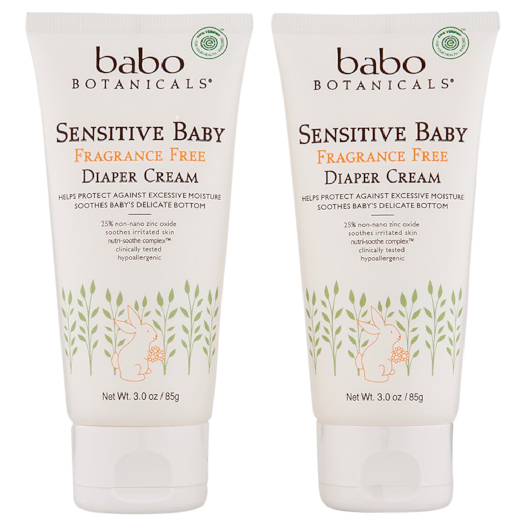 Babo Botanicals Sensitive Baby Zinc Diaper Cream Fragrance Free 2 Ct 3 oz Babo Botanicals