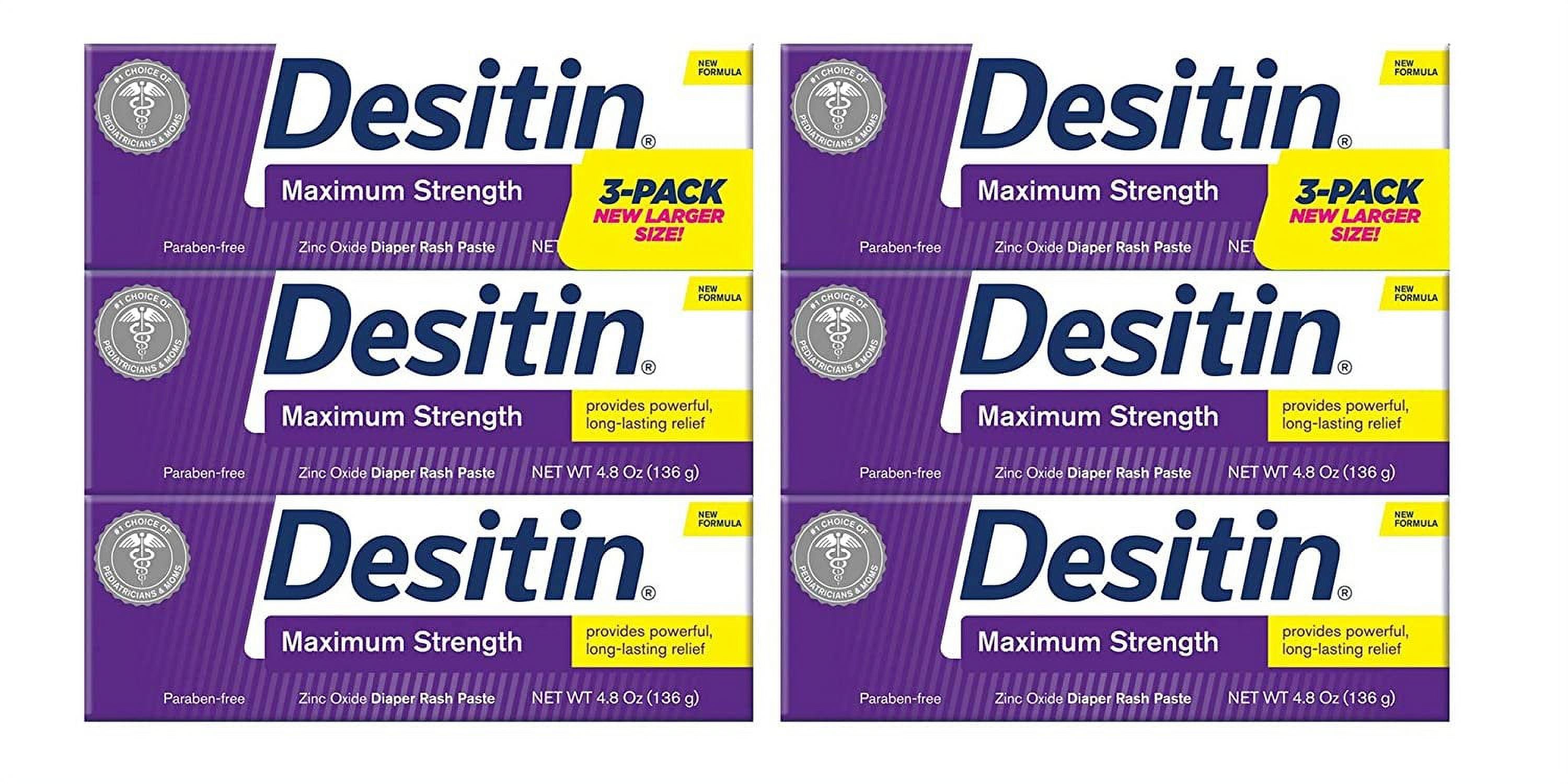 Desitin Maximum Strength Paste Diaper Rash Cream Hypoallergenic 1oz, 6-Pack Desitin