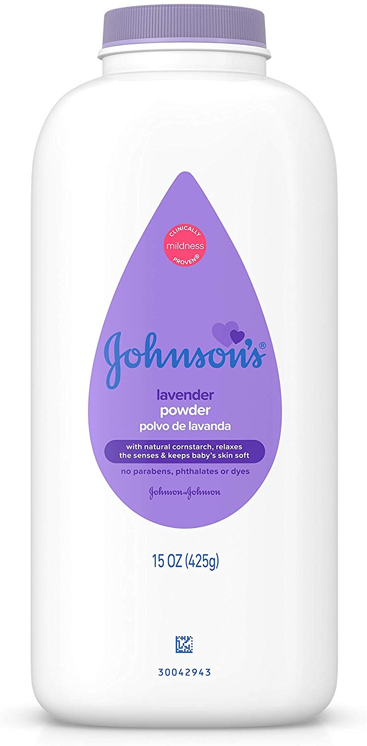 Johnson's Baby Powder Calming Natural Cornstarch, Lavender, 15oz, 5-Pack Johnson's