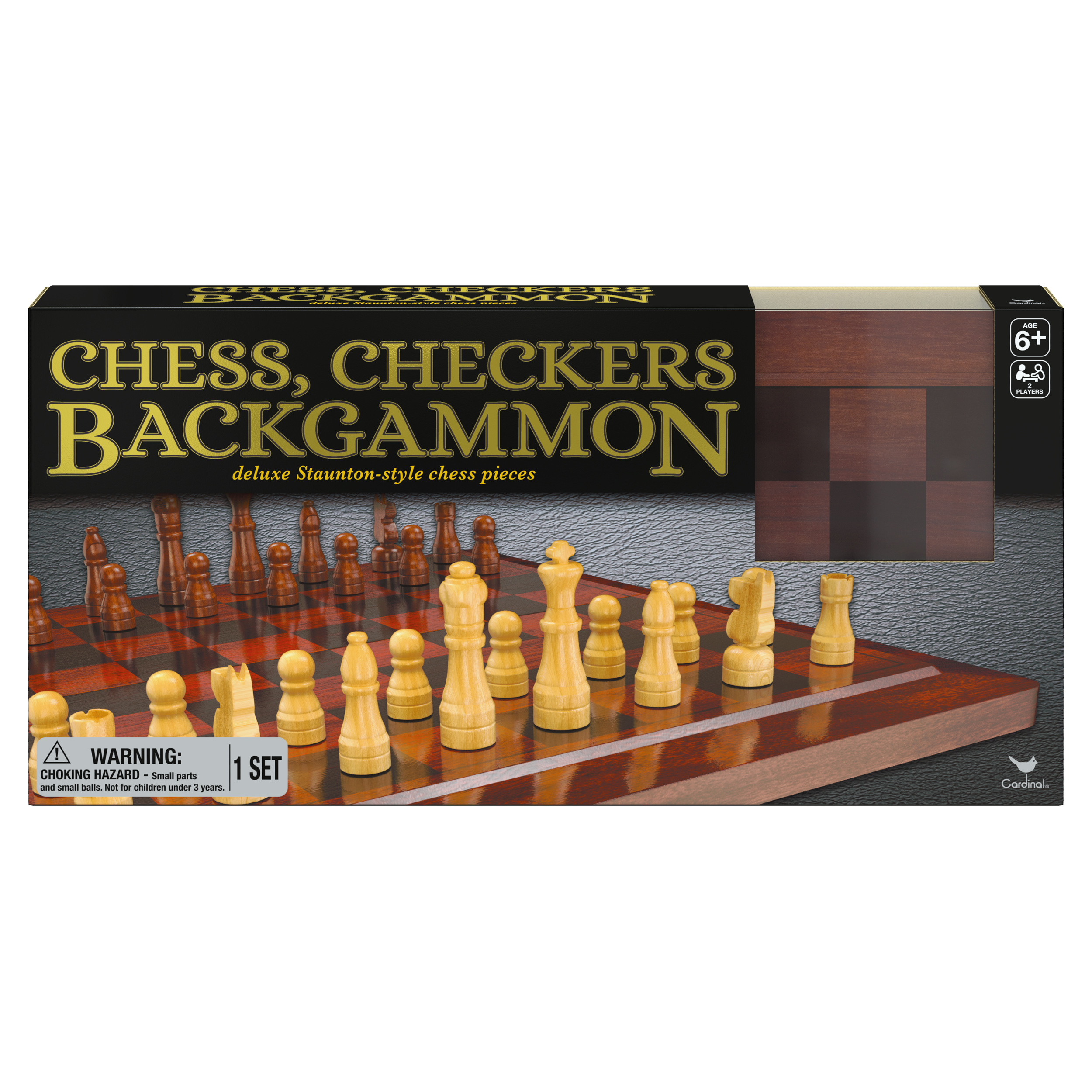 Wooden Chess, Checkers, and Backgammon Game Set Spin Master Games