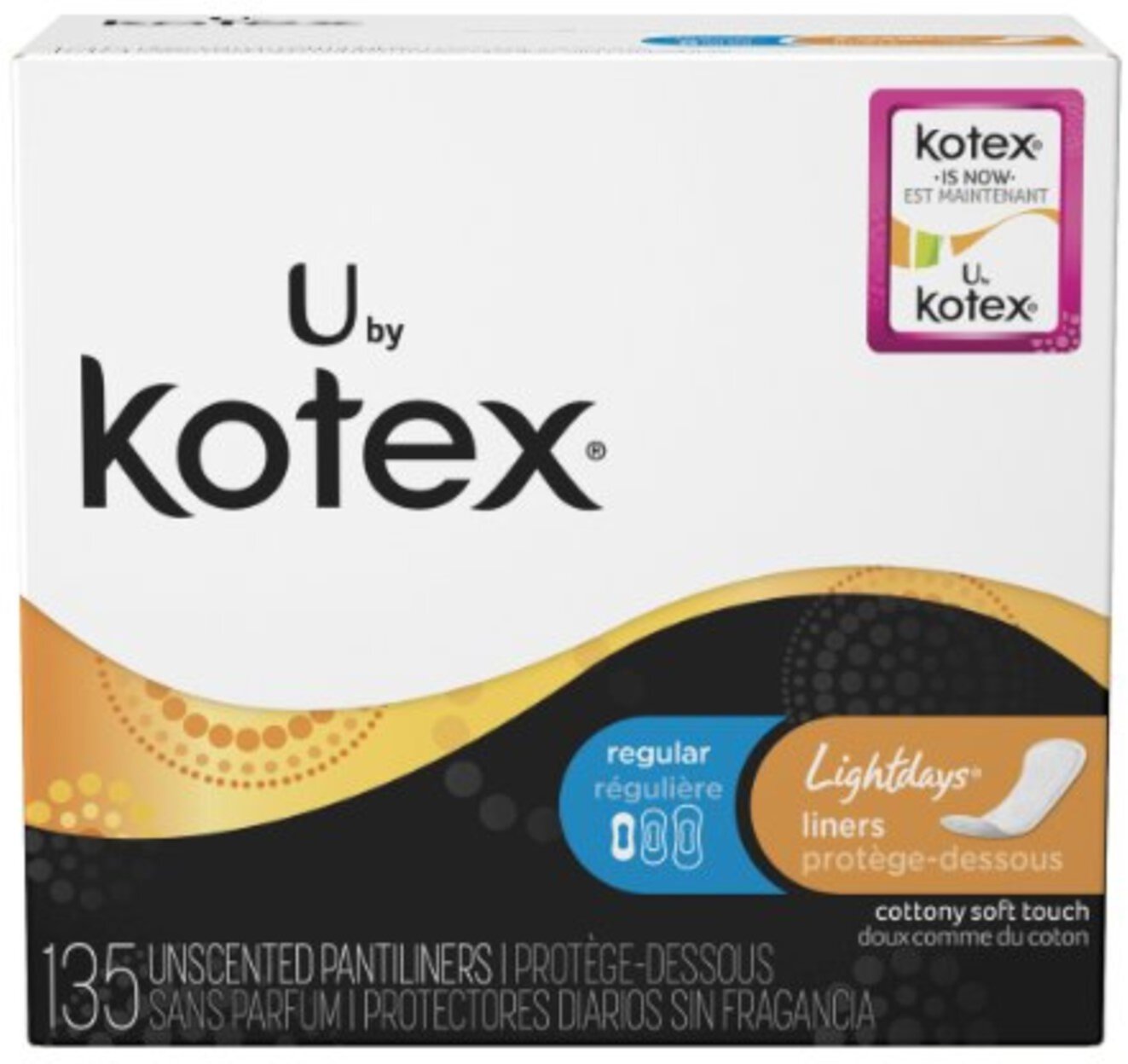 U by Kotex Lightdays Pantiliners Regular Unscented 135 Each Kotex