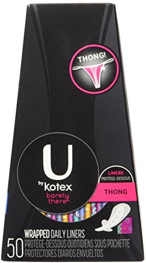 U By Kotex Barely There Thong Panty Liners, 50 Count Kotex