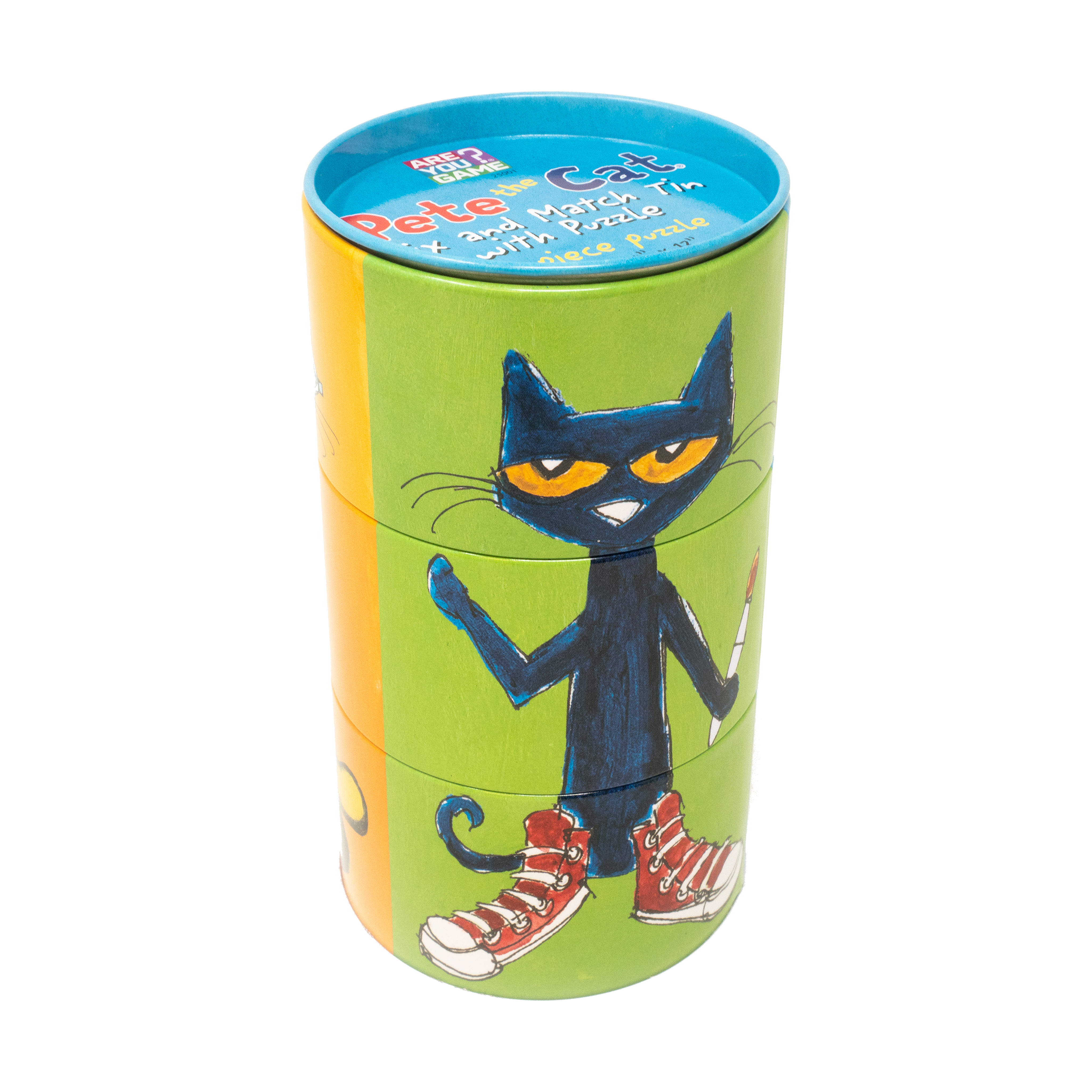 AreYouGame.com Pete the Cat Mix and Match Tin with Puzzle: 24 Pcs AreYouGame.com