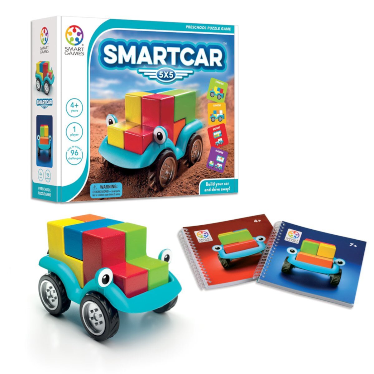 SmartGames Smart Car 5x5 Wooden Puzzle Game + Toy for Ages 4+ SmartGames