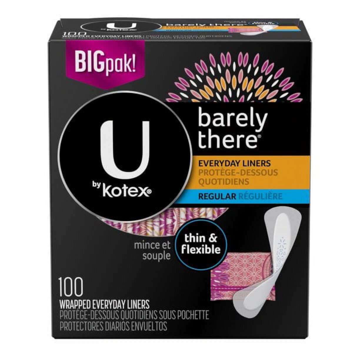 U by Kotex Barely There Pantiliners Unscented, Thin - 100 count Kotex