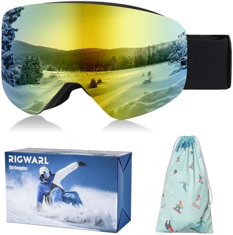 RIGWARL Ski Goggles Frameless OTG Snow Goggles with Magnetic Lens, 100% UV Protection Snowboard Goggles for Men Women Adult Youth RIGWARL