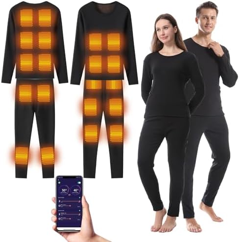 Heated Underwear Set for Men Women Upgraded 20 Zones Graphene Heating Long Johns for Hunting, Motorcycle,Walking Dog Foern