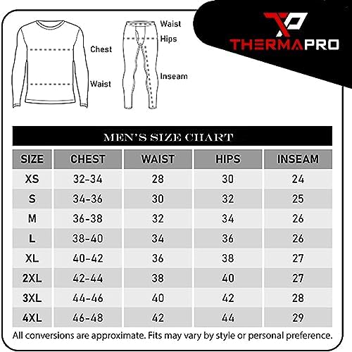 Therma Pro Mens Fleece Lined Thermal Top & Bottom Underwear Set, Long Johns Base Layer Ultra-Soft Therma Pro