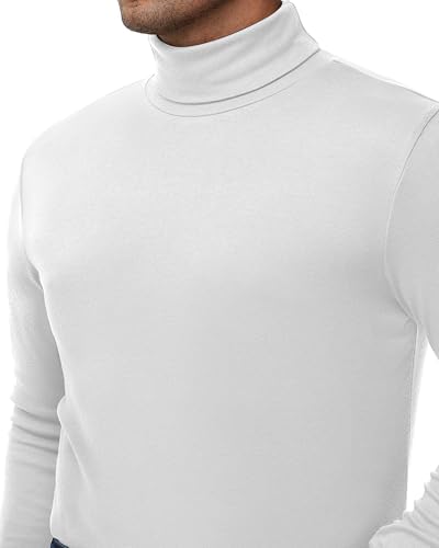 Ficerd 3 Pack Men's Big and Tall Turtleneck Shirts Long Sleeve Mock Turtleneck Cotton Tops Oversize Slim Fit Basic Tee Ficerd