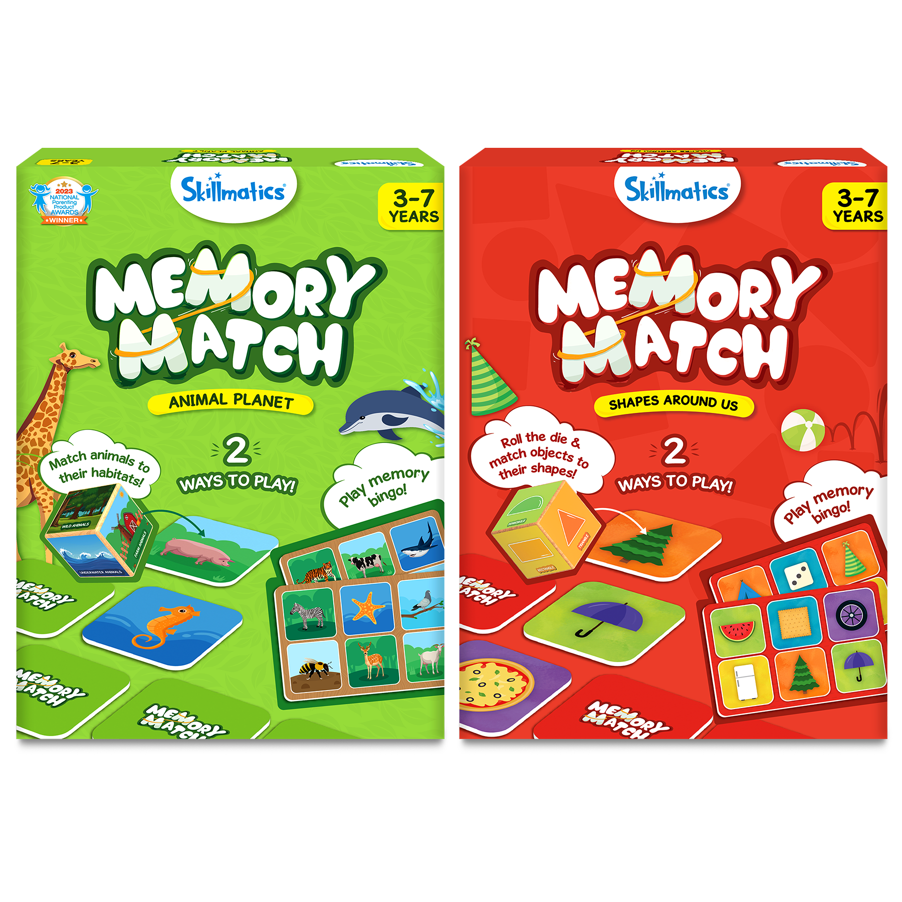 Skillmatics Memory Match - Animal Planet & Shapes Around US, Multicolor Skillmatics