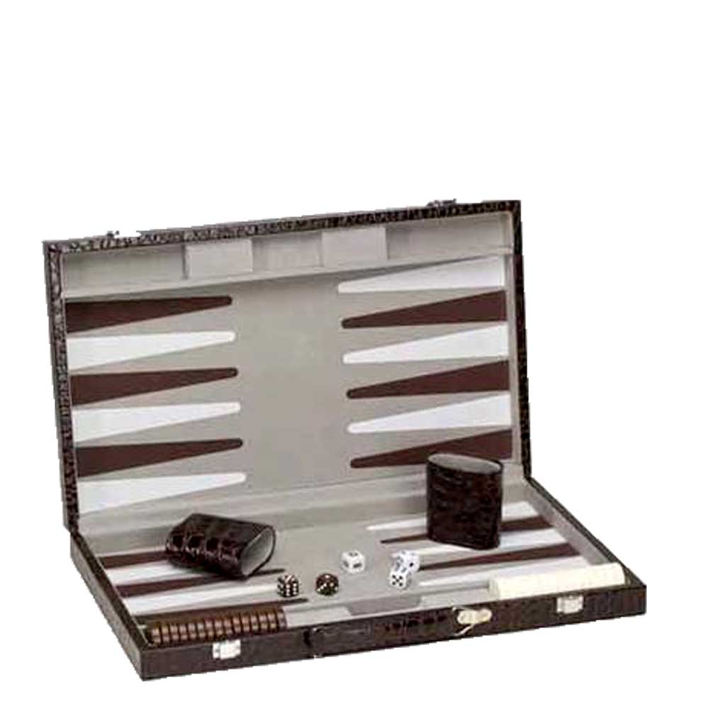 EXQUISITE ALLURE UNVEILING THE 18" DELUXE ALLIGATOR TEXTURE BACKGAMMON SET FOR ELEVATED PLAY | PREMIUM CLASSIC GAME SET | HIGH-QUALITY MATERIALS TIMELESS ELEGANCE G8Central