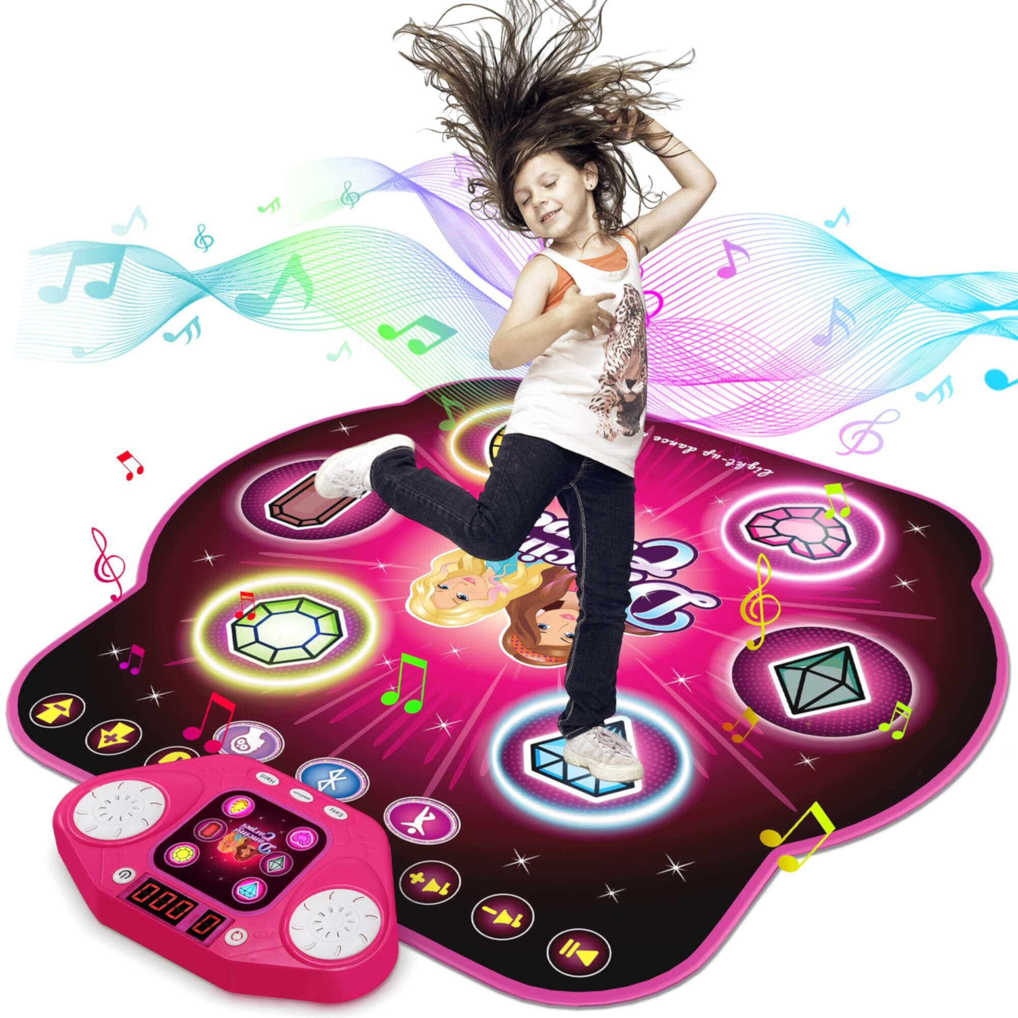 PAFOLO Dance Mat Toys for 3-12 Year Old Kids,Electronic Dance Pad with Light-up 6-Button & Wireless Bluetooth,5 Game Modes Princess Dancing Mat,Birthday Xmas Gifts for 3 4 5 6 7 8 9 10+Year Old Girls Pafolo