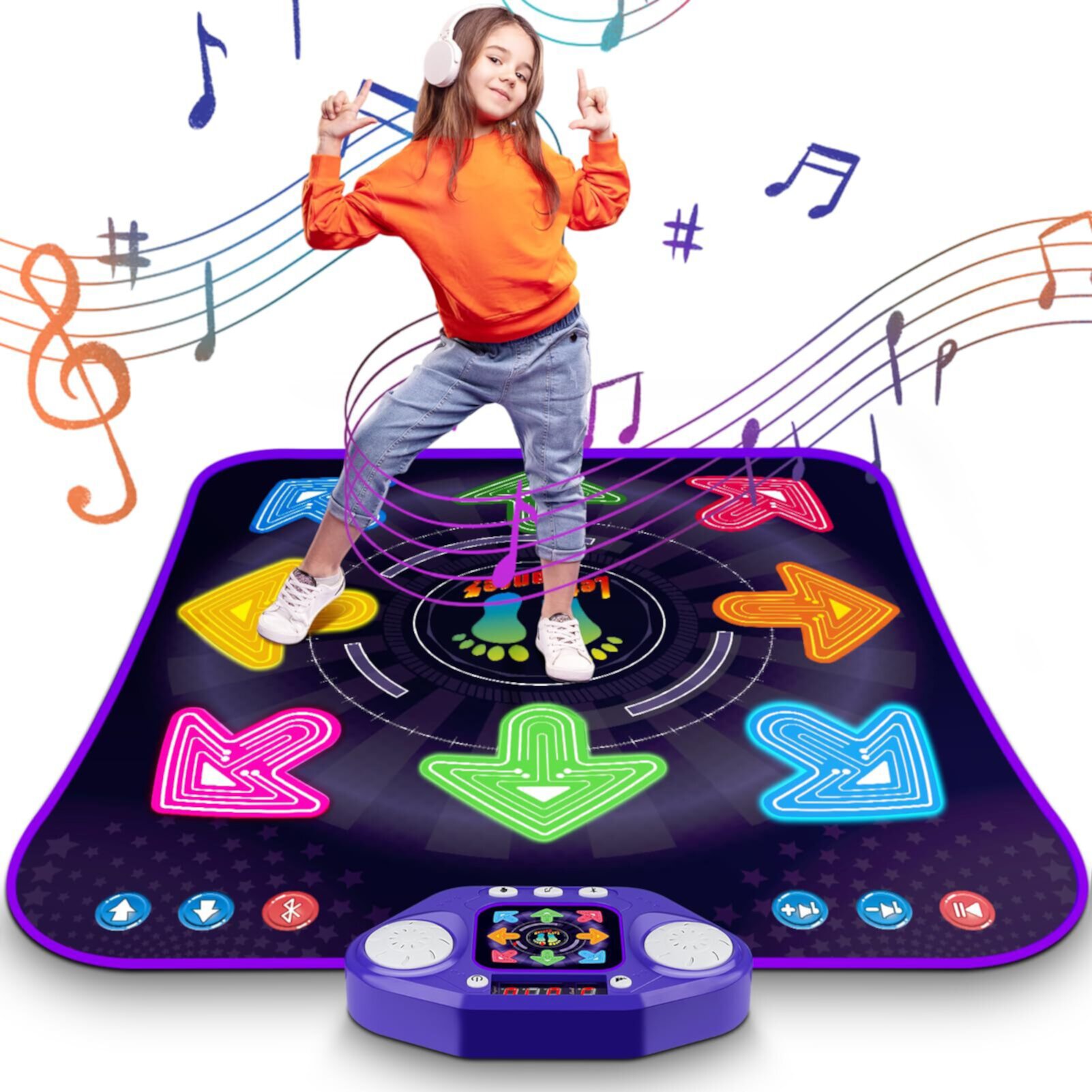 PAFOLO Dance Mat Toys for 3-12 Year Old Kids, Dance Pad with Light Up 8-Buttons & Wireless Bluetooth, Music Dance Toy with 5 Game Modes, Xmas Gifts for 3 4 5 6 7 8 9 10+ Year Old Girls Boy Pafolo