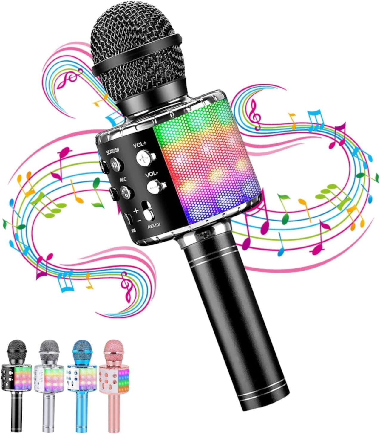 Rirool Kids Microphones for Singing, Portable Karaoke Microphones with LED Lights, Karaoke Mic Speaker Machine for Home KTV Birthday Party Rirool