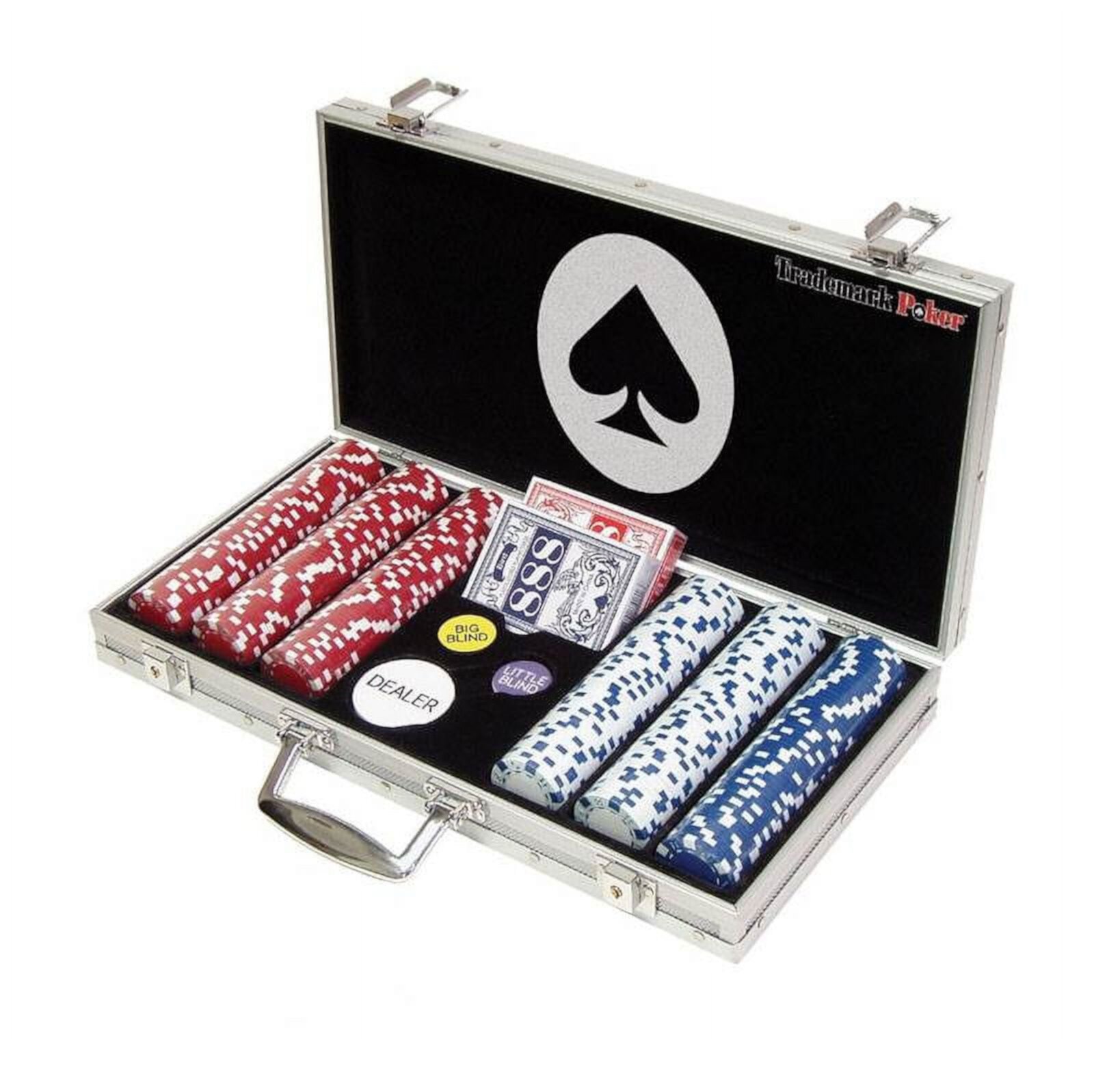 Poker Chip Set 11.5g with Cards, Buttons, Carrying Case, and 300 Poker Chips by Trademark Games Trademark Poker