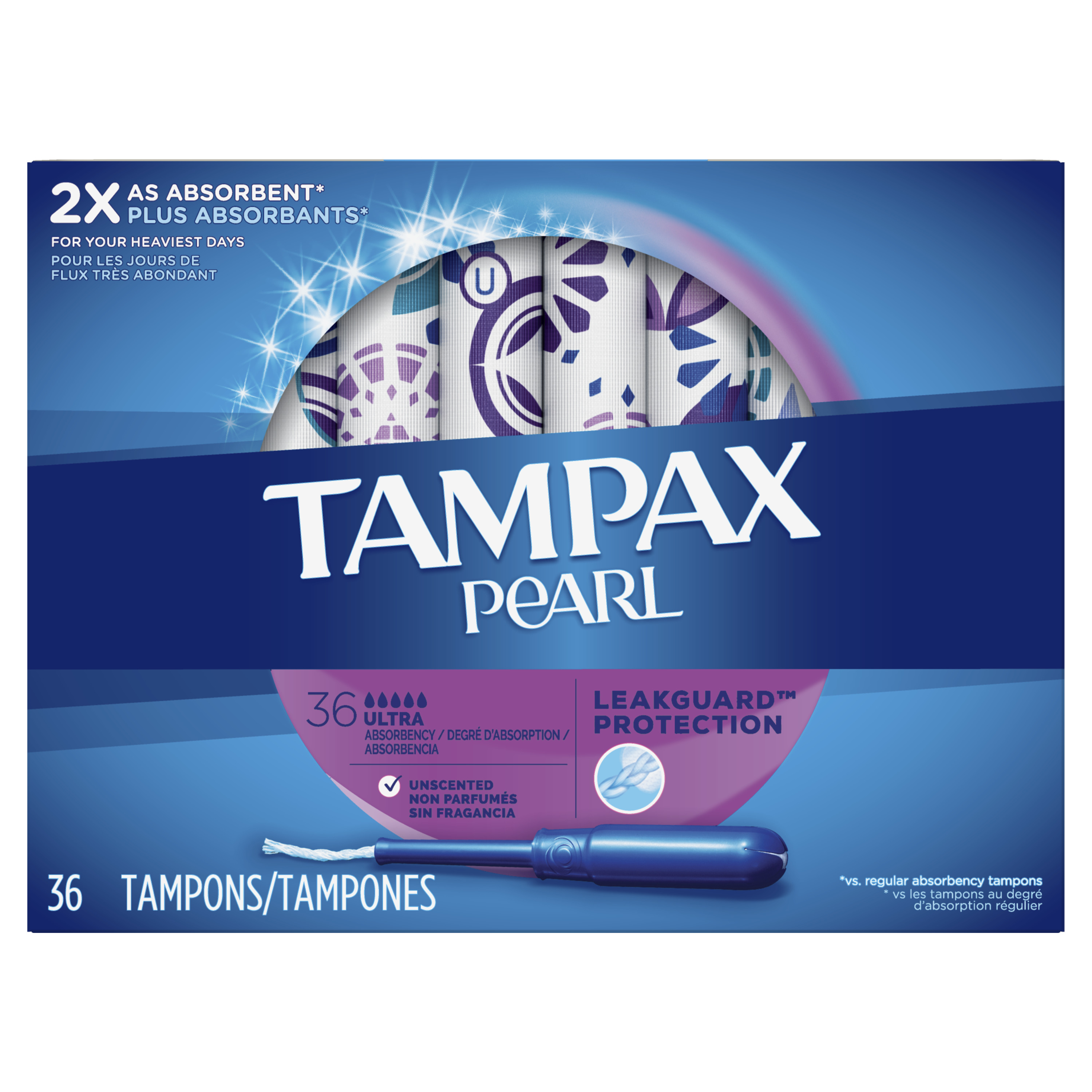 Tampax Pearl Ultra Absorbency Plastic Tampons, Unscented, 36 Ct Tampax