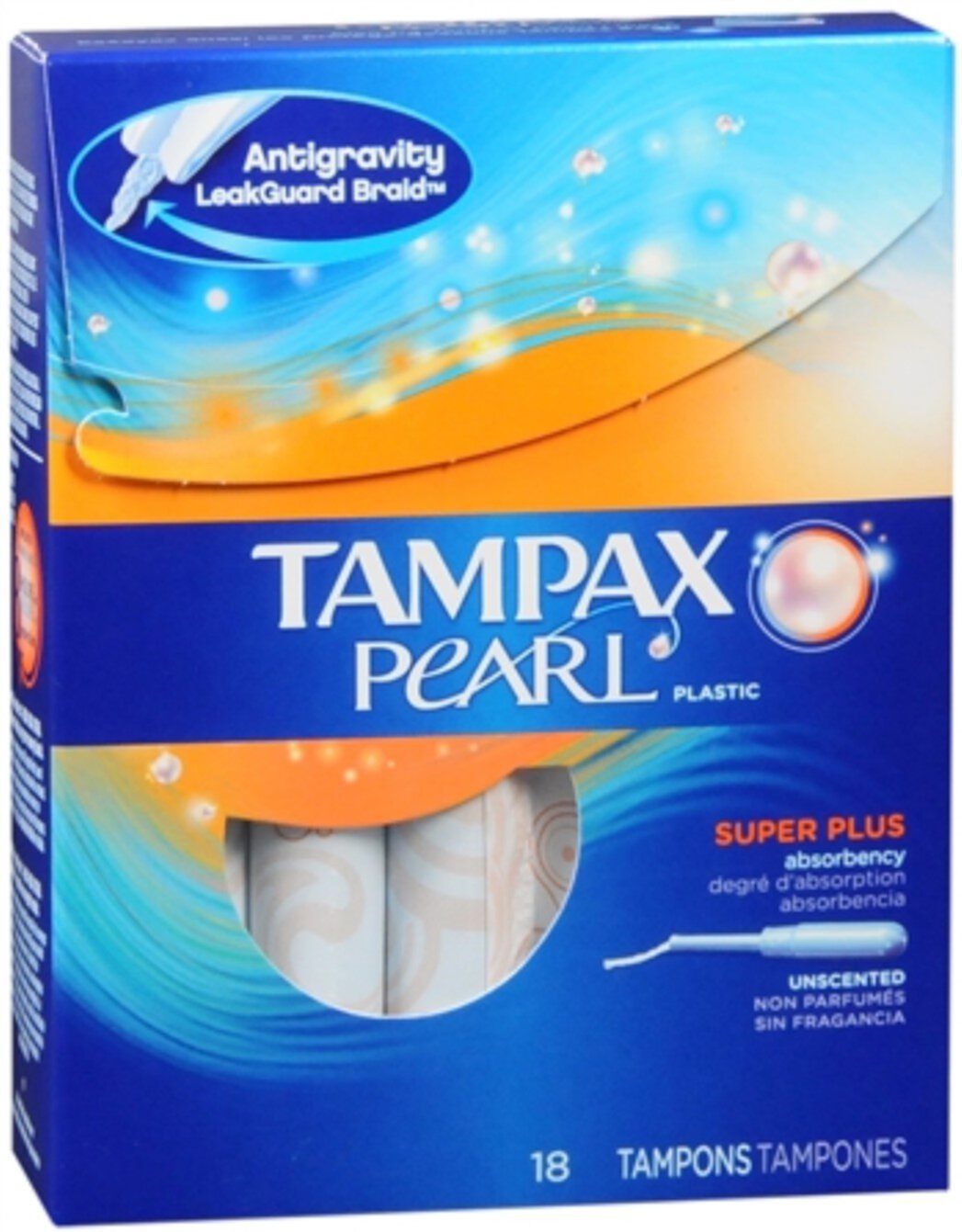 Tampax Pearl Tampons Super Plus Unscented 18 Each (Pack of 3) Tampax