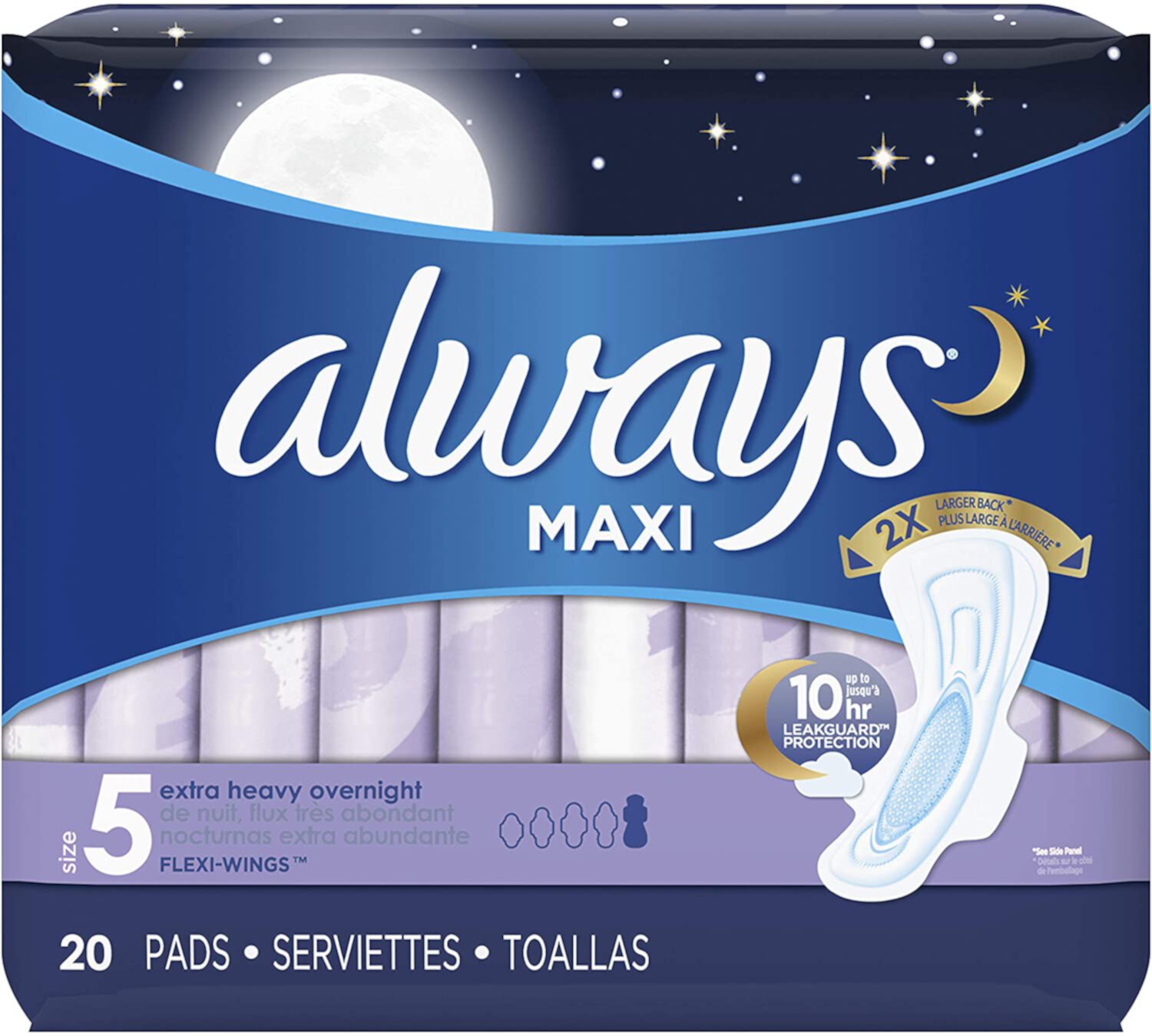 Always Maxi Extra Heavy With Wings Overnight Pads, 20 Each (Pack of 3), Help stop leaks at night. By Visit the Always Store Always