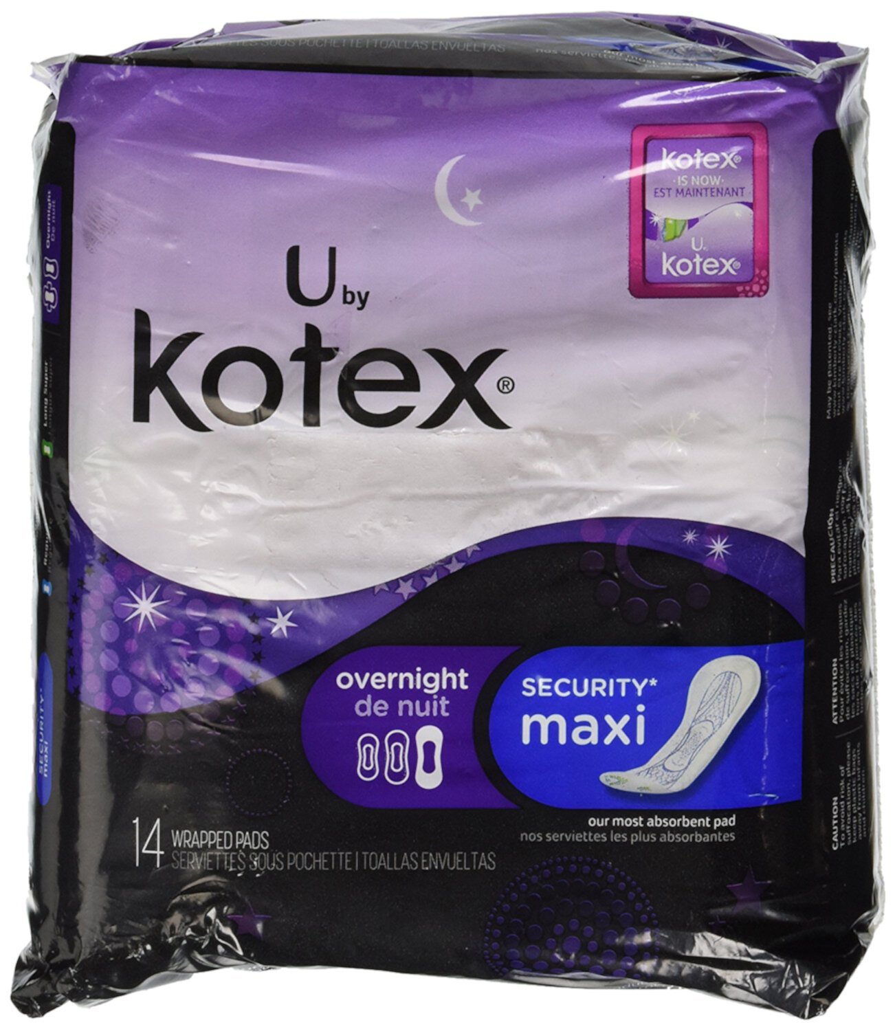 Kotex Overnight Unscented Maxi Pads, 14 Count Kotex