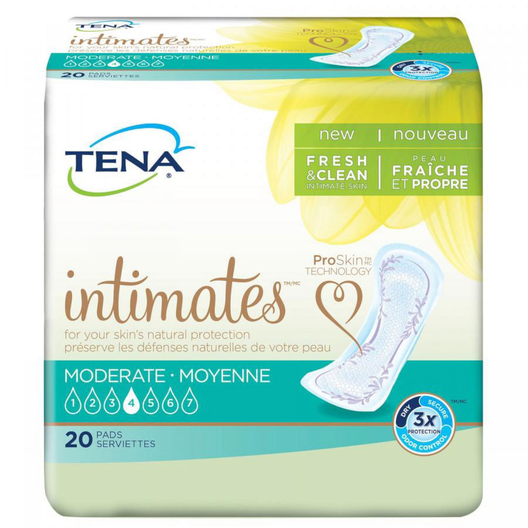 TENA Intimates Pads, Moderate Absorbency, One Size Fits Most (11 Inch Length), 20 Count Tena