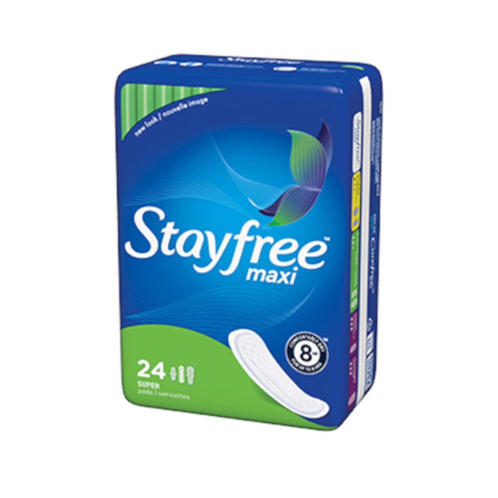 4 Pack Stayfree Super Maxi Pads, 24 Count Each Carefree