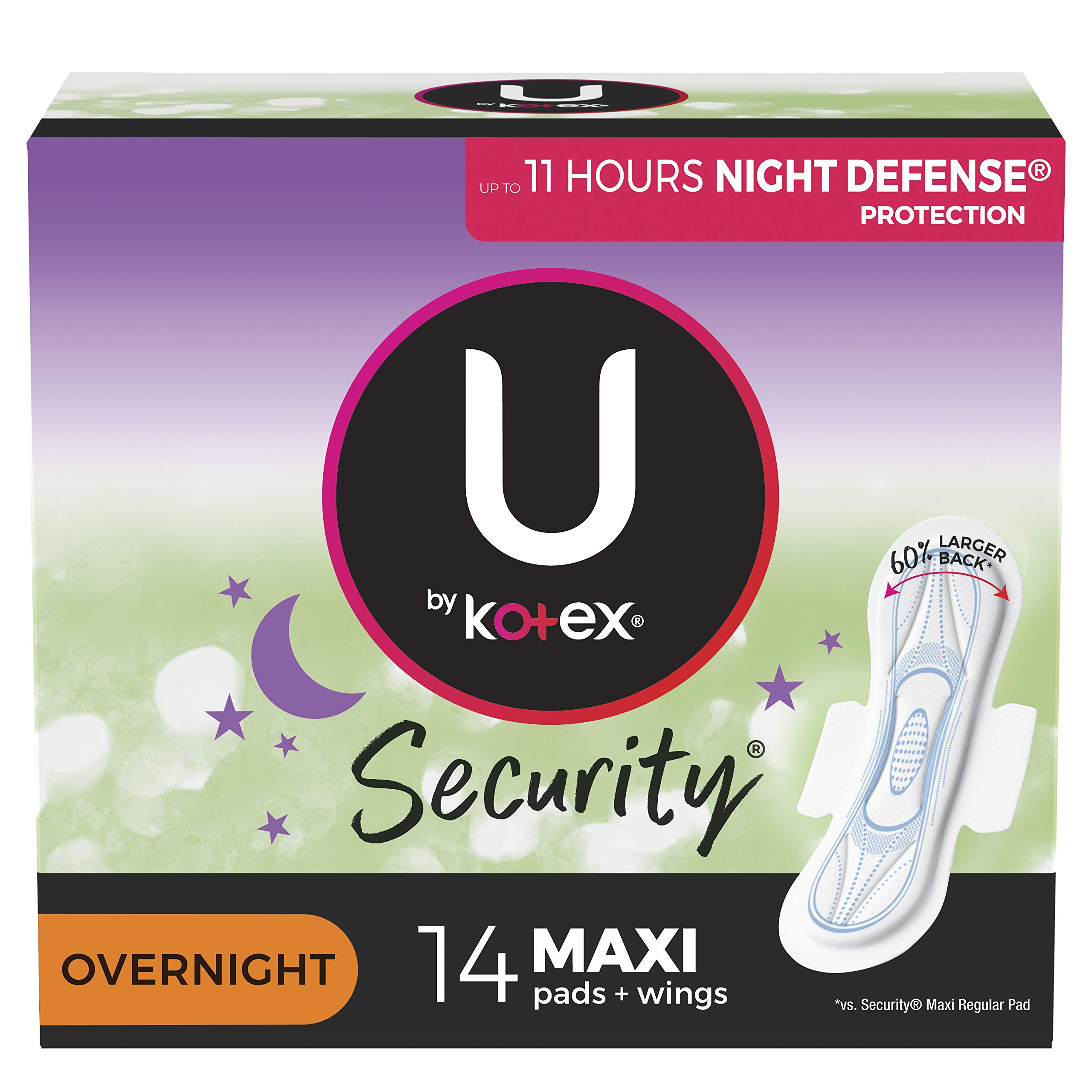 U by Kotex Security Maxi Pads with Wings Unscented (Pack of 4) Kotex