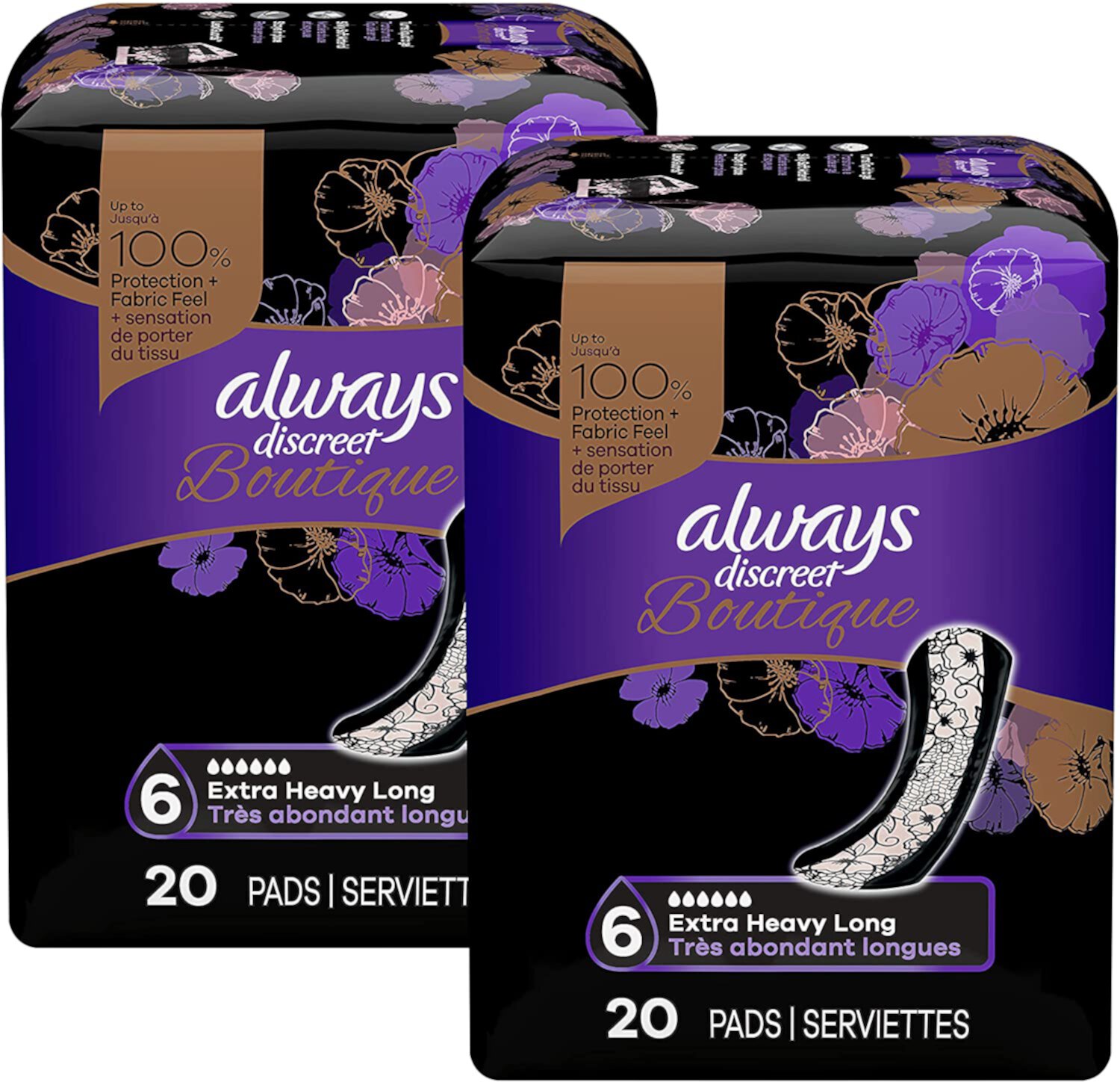 Always Radiant Feminine Pads with Wings, Size 2, Heavy Absorbency, Scented, 13 CT Always Discreet