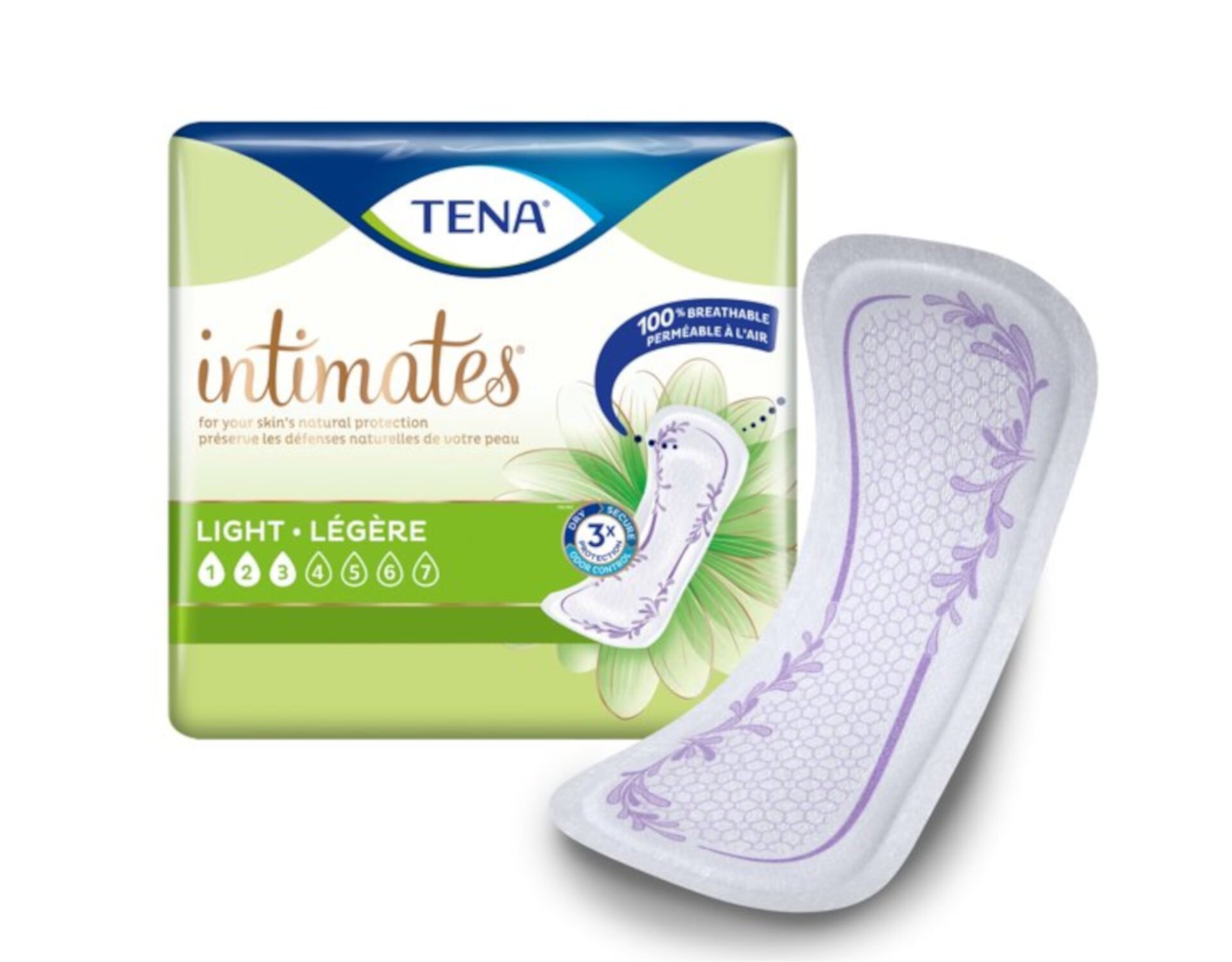 TENA Intimates Ultra Thin Pads, Light Absorbency, One Size Fits Most (9 Inch Length), 30 Count Tena