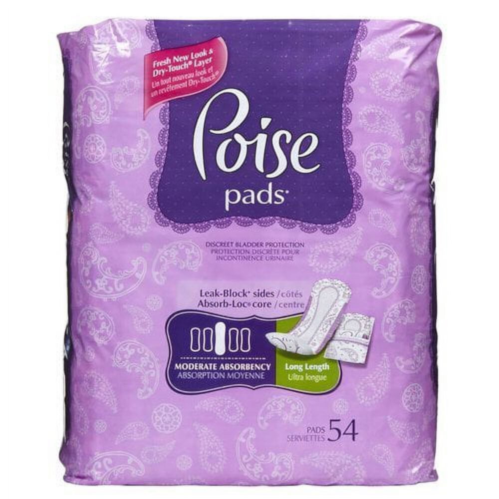 Poise Long Length Moderate Absorbency Ultra Pads - Size 4 - 54 ct Poise