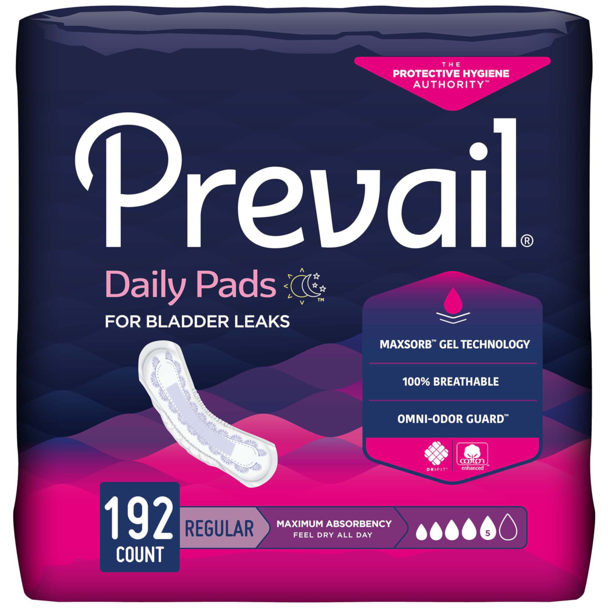 Prevail® Daily Pads Maximum Bladder Control Pad, 11-Inch Length Prevail® Daily Pads