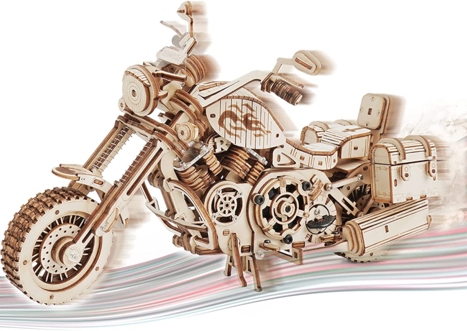 ROKR 420PCS Wooden Puzzles 3D Motorcycle Model DIY 1:8 Mechanical Adults-Brain Teaser Puzzle Birthday Gift for Kids Man/Woman ROKR