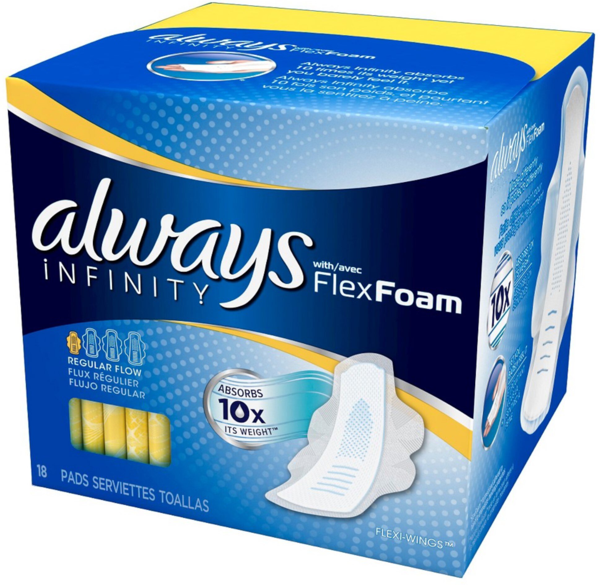 Always Infinity with Flex Foam Flexi-Wings, Regular Flow 18 ea (Pack of 3) Always