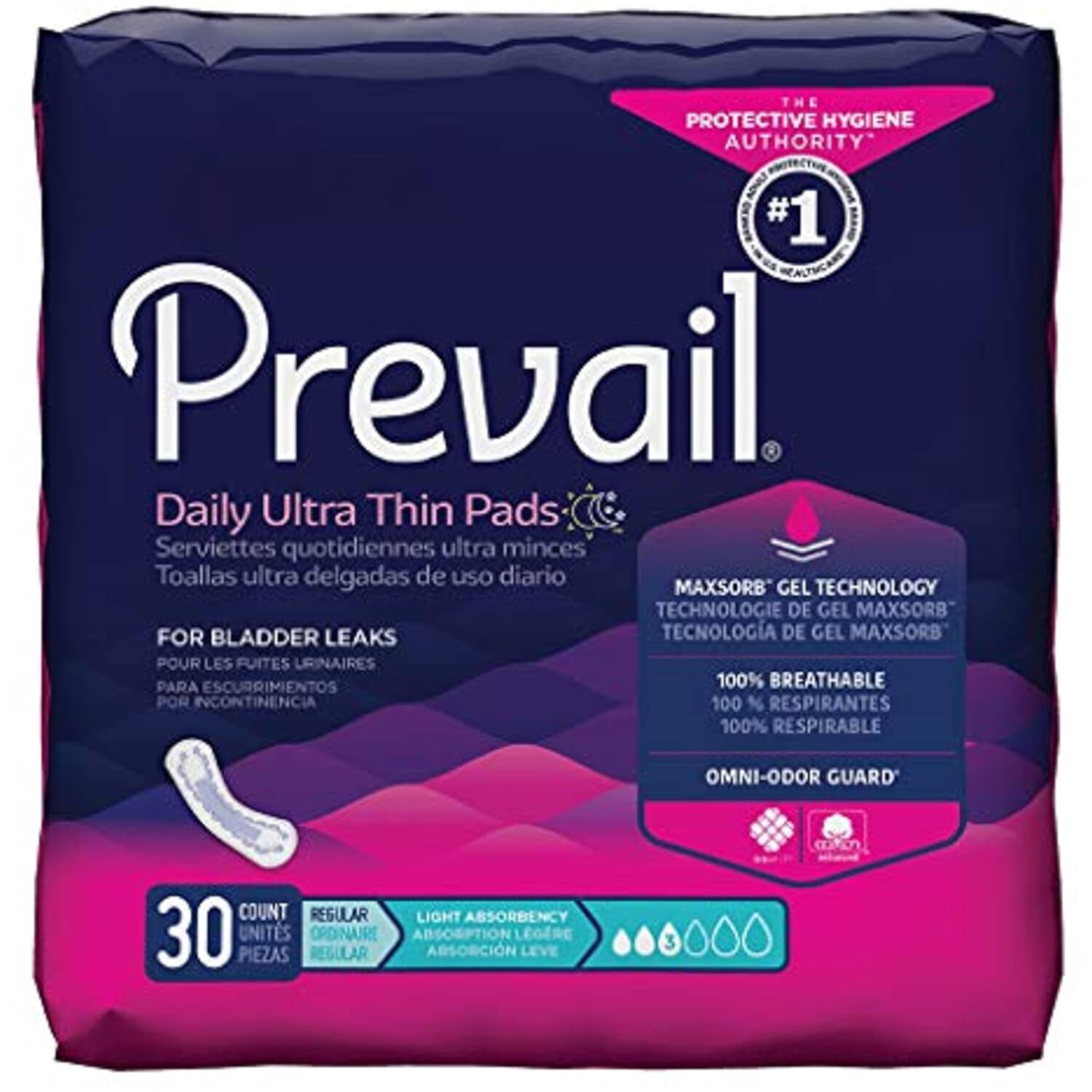 90PK - PV-930/2 - Prevail Daily Pads Light Absorbency Bladder Control Pad, 9 Inch 90PK