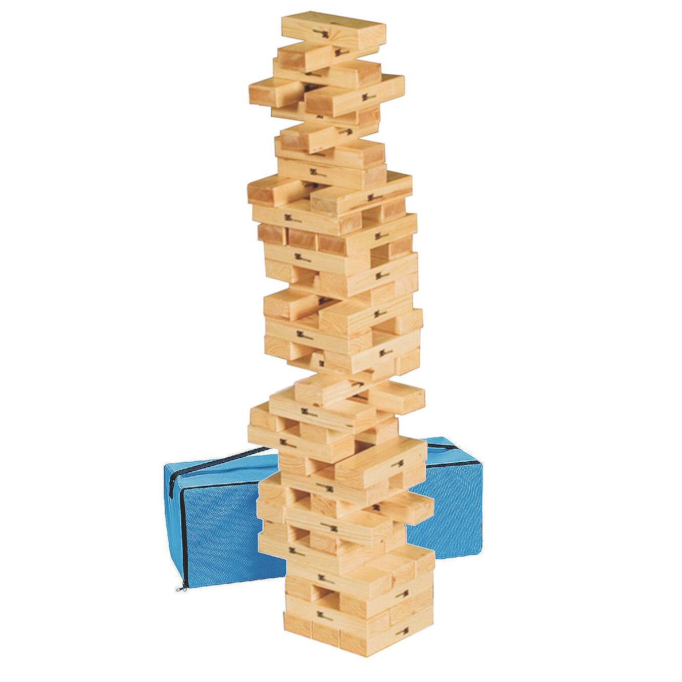 S&S Worldwide Super Tumbling Timbers. Giant Version of Popular Stacking Game. Exclusive Lightweight Hollow Wood Blocks. Stack Starts at 30" H! Includes Activity Guide, bag, 54 - 9"x3"x1.6" blocks. S&S