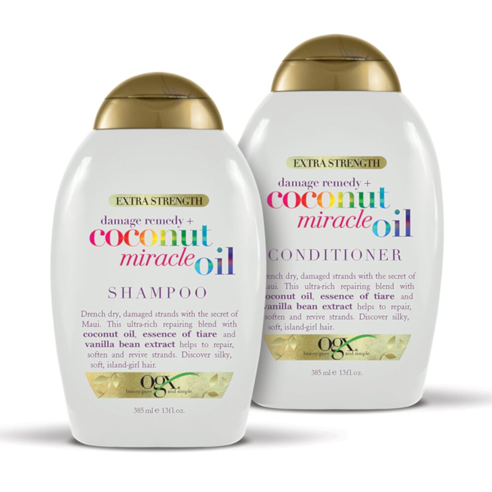 OGX Damage Remedy + Coconut Miracle Oil Shampoo & Conditioner Set 13oz, 2 Ct OGX