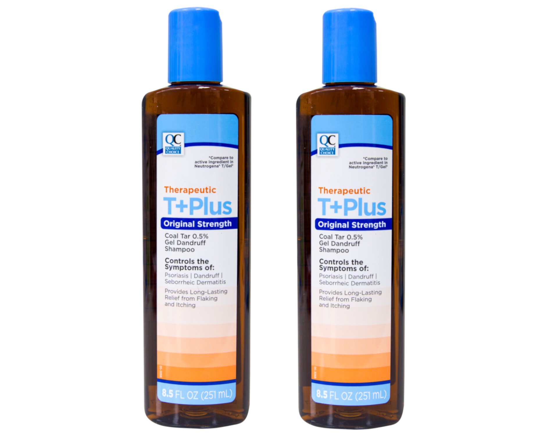 Quality Choice Therapeutic T+Plus Original Strength Coal Tar 0.5% Dandruff Shampoo 8.5 Fl. Oz. - Pack of 2 Quality Choice