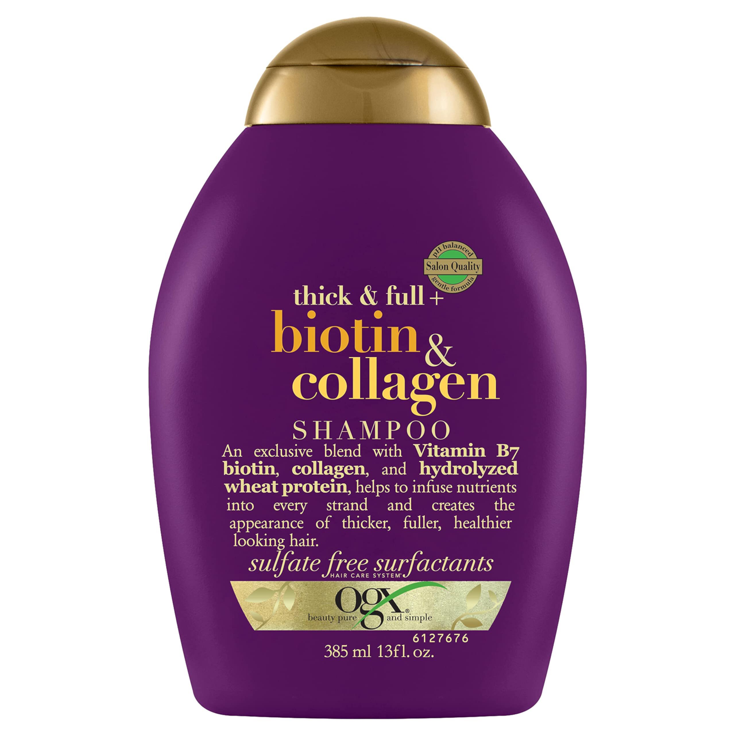 OGX Thick & Full + Biotin & Collagen Shampoo for Thin Hair, Paraben Free, 13 fl oz OGX