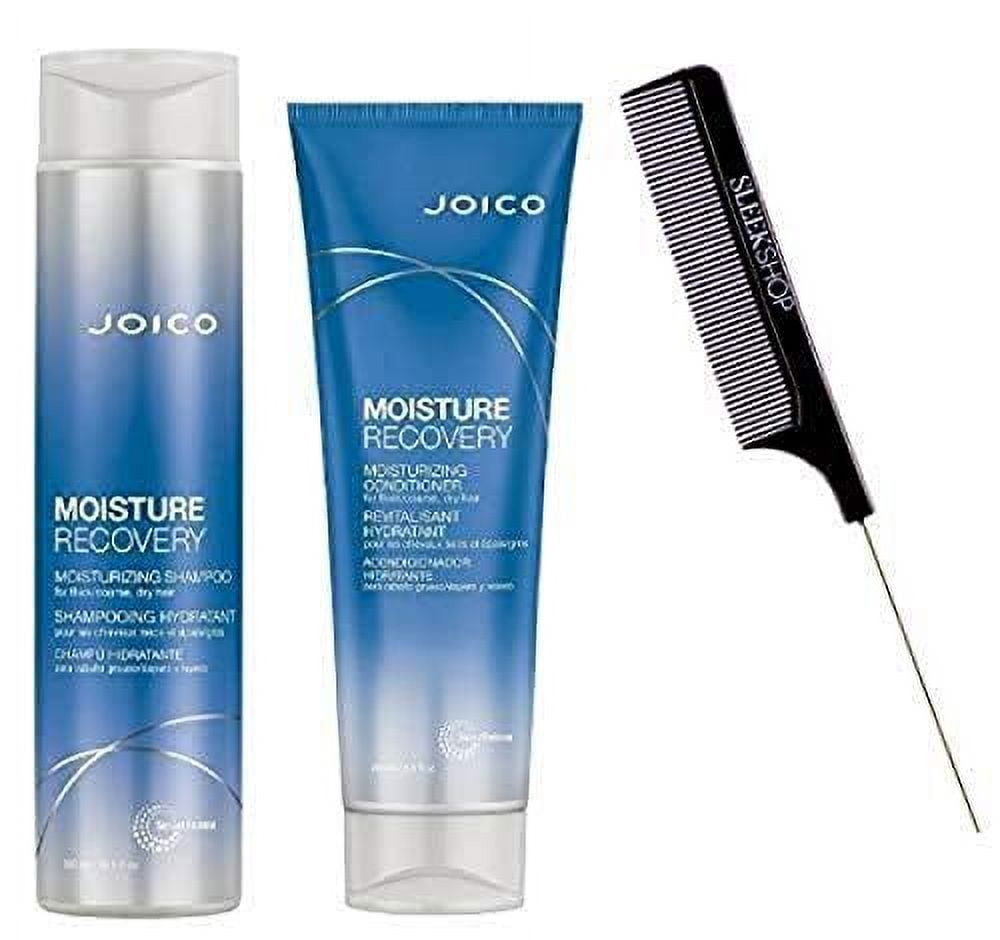 Joico Original MOISTURE RECOVERY Moisturizing Shampoo & Conditioner, NEWEST PACKAGING, for Thick/Coarse Dry Hair DUO SET (w/ Sleek Steel Rat Tail Comb) (PREMIUM XL DUO - 33 oz + 33 oz LITER KIT) Joico