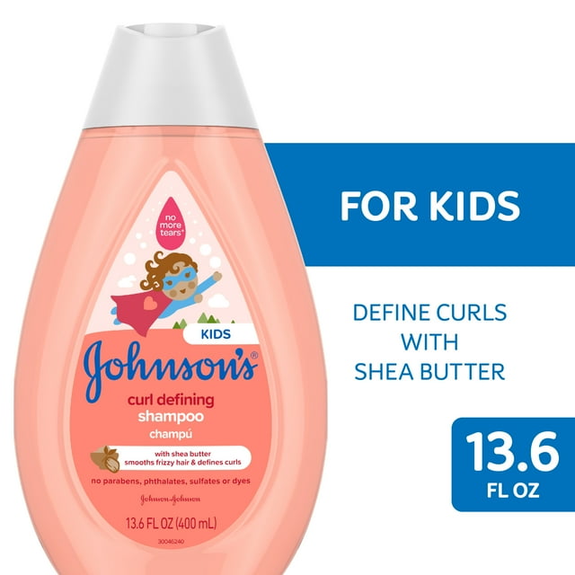 Johnson's Kids Curl Defining Shampoo with Shea Butter, Tear Free Hair Products for Curly Hair, 13.6 oz Johnson's