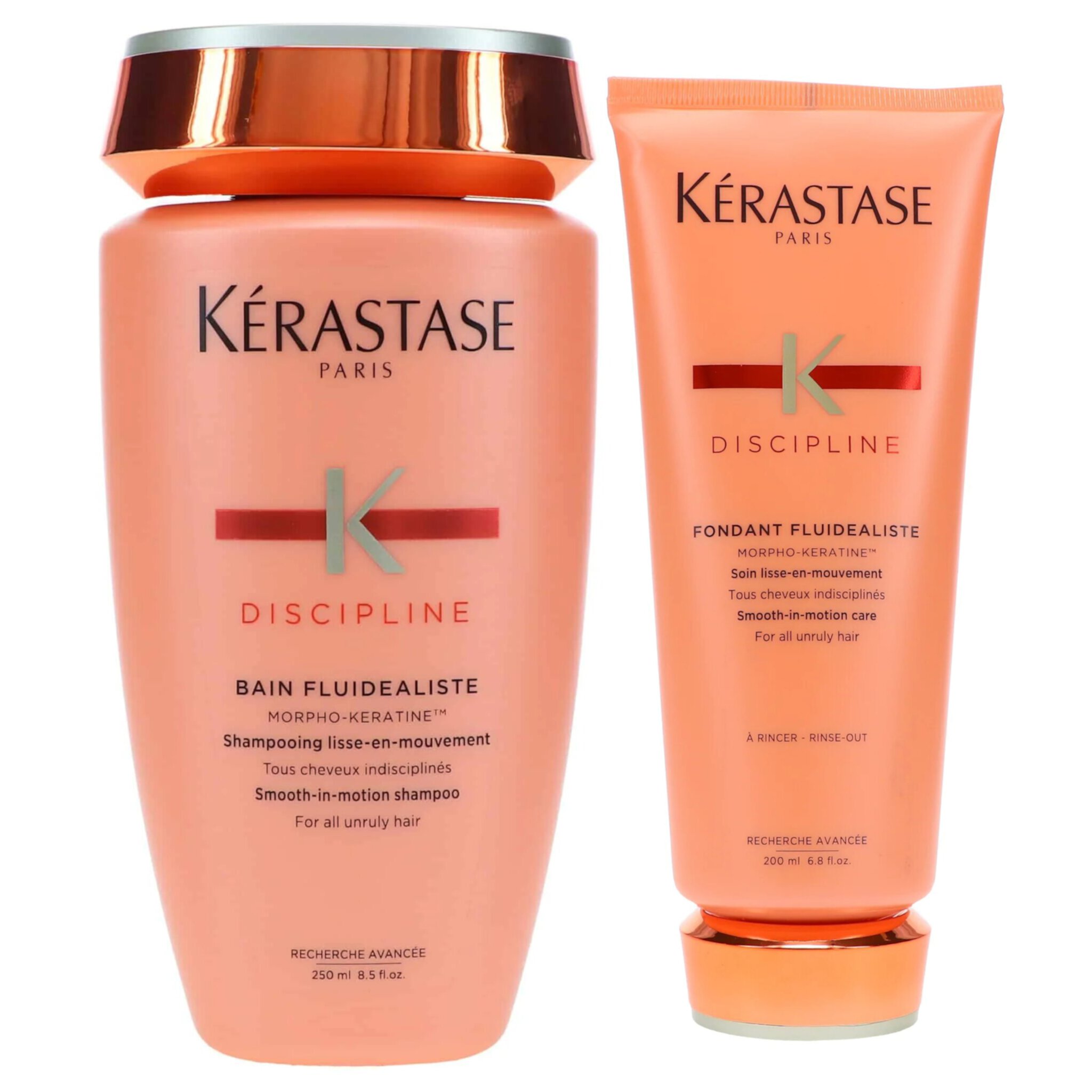 Kerastase Discipline Bain Fluidealiste Shampoo 8.5oz & Fondant Fluidealiste Conditioner For Unruly Hair 6.8oz Set KERASTASE