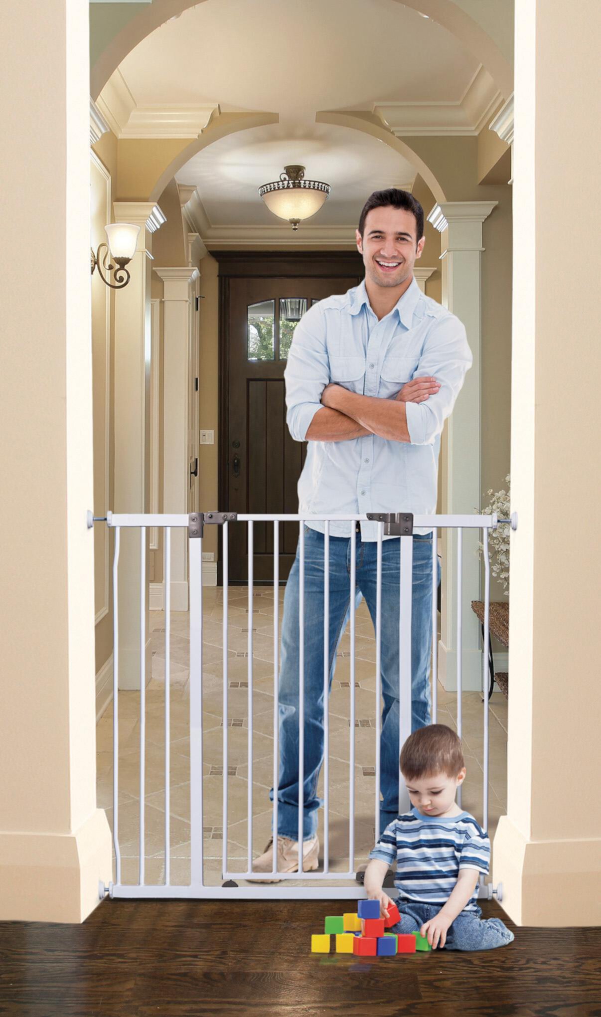 Dreambaby® White  Liberty Auto-Close 30" Extra Tall Metal Child Safety Gate Fits Openings 39-42.5in Dreambaby