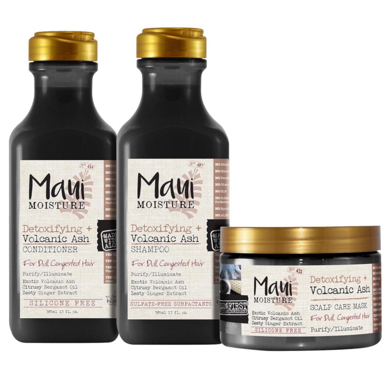 Maui Moisture Detoxifying + Volcanic Ash Shampoo, Conditioner and Hair Mask Maui Moisture