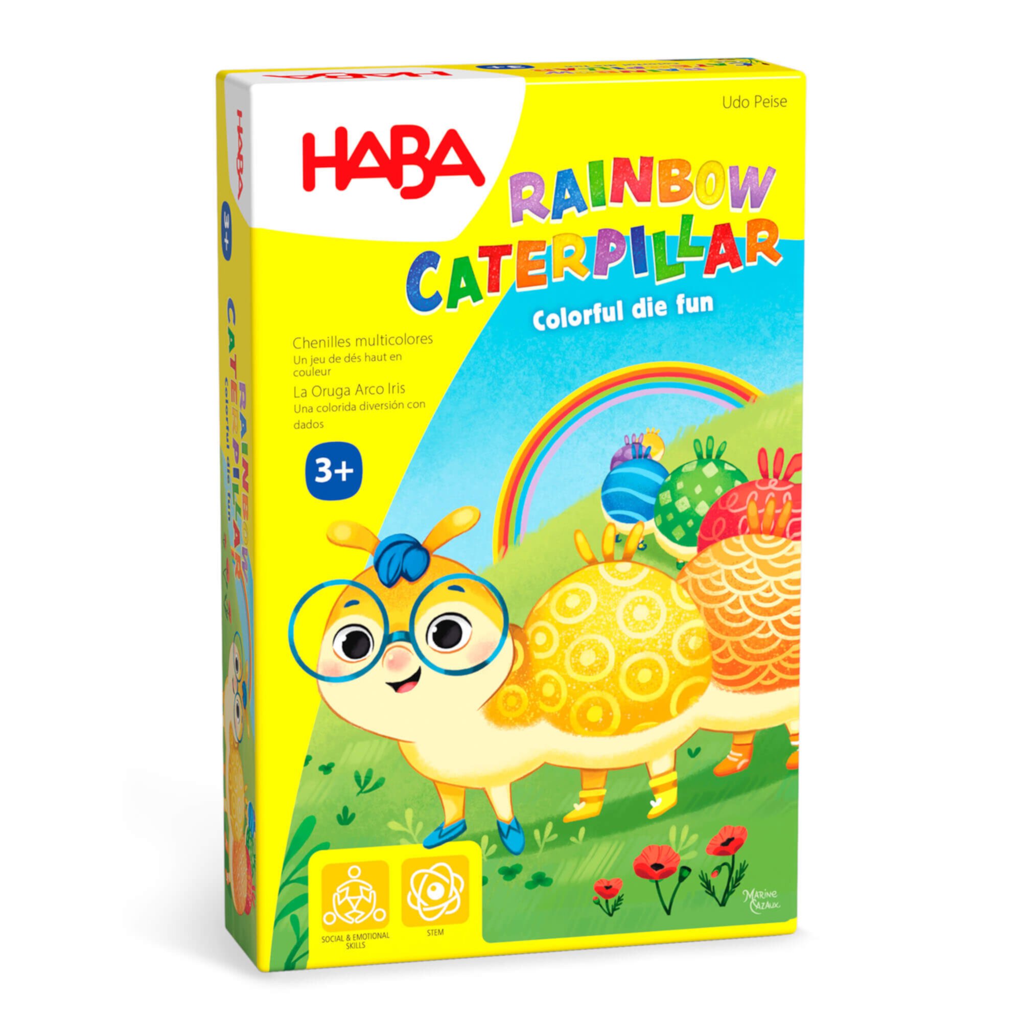 HABA Little Rainbow Caterpillar Mini Game of Colors and Patterns Ages 3+ Haba