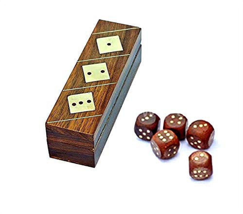 Mythrojan Wooden Dice Box with Glass Top Dice Handmade Arts and Crafts – Polished Finish Mythrojan