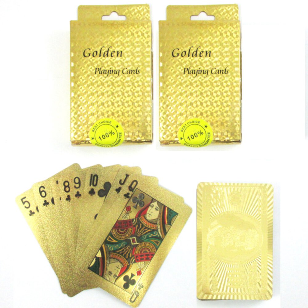 2 Decks Gold Playing Cards Certified 24k Foil Plated Card Poker Spades US Dollar AllTopBargains