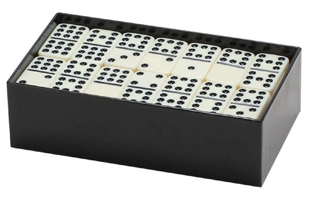 CHH 2312 Double 9 Jumbo Ivory Dominoes in Black Box, 8.25-inch Length CHH