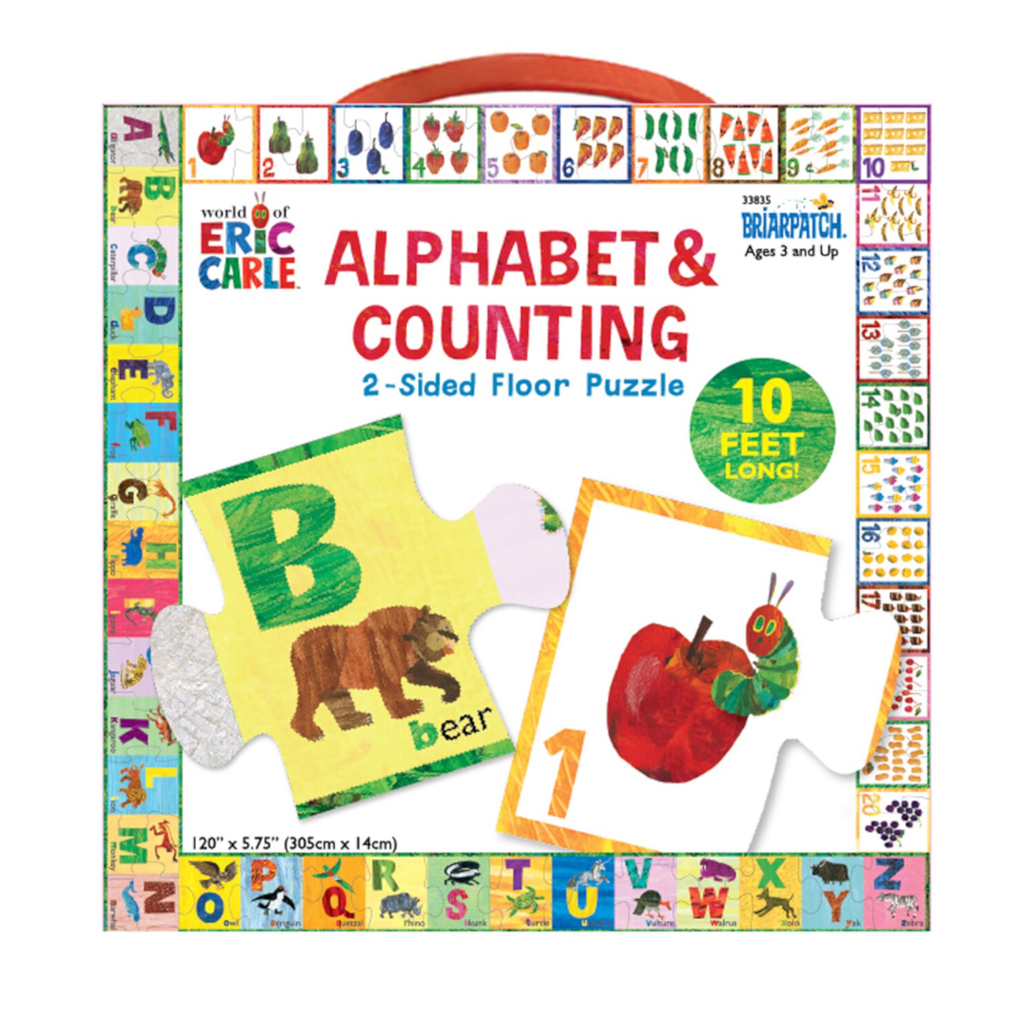 Briarpatch The World of Eric Carle Alphabet & Counting 2-Sided Floor Puzzle University Games