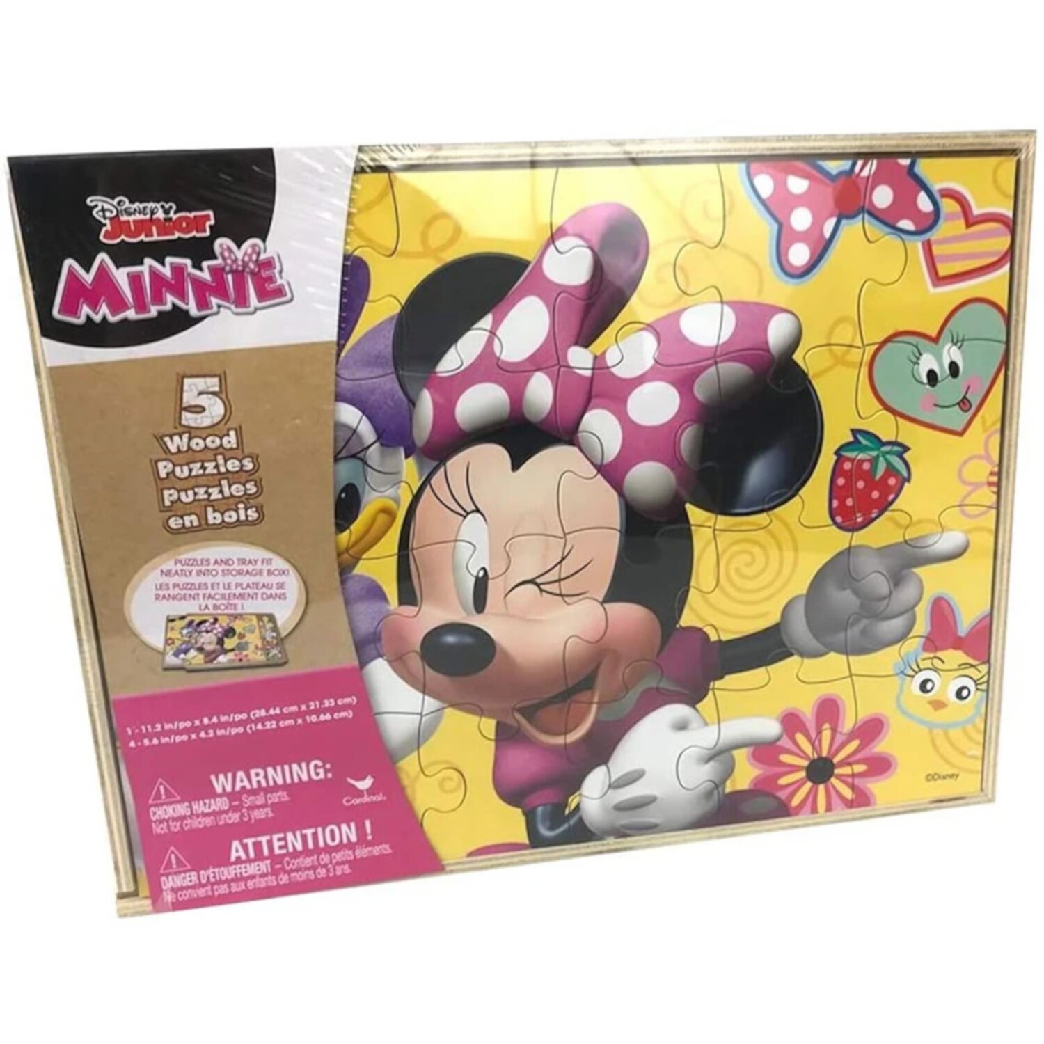 Disney Minnie Mouse Wood Jigsaw Puzzles 5-Pack in Wood Storage Box Collections Etc